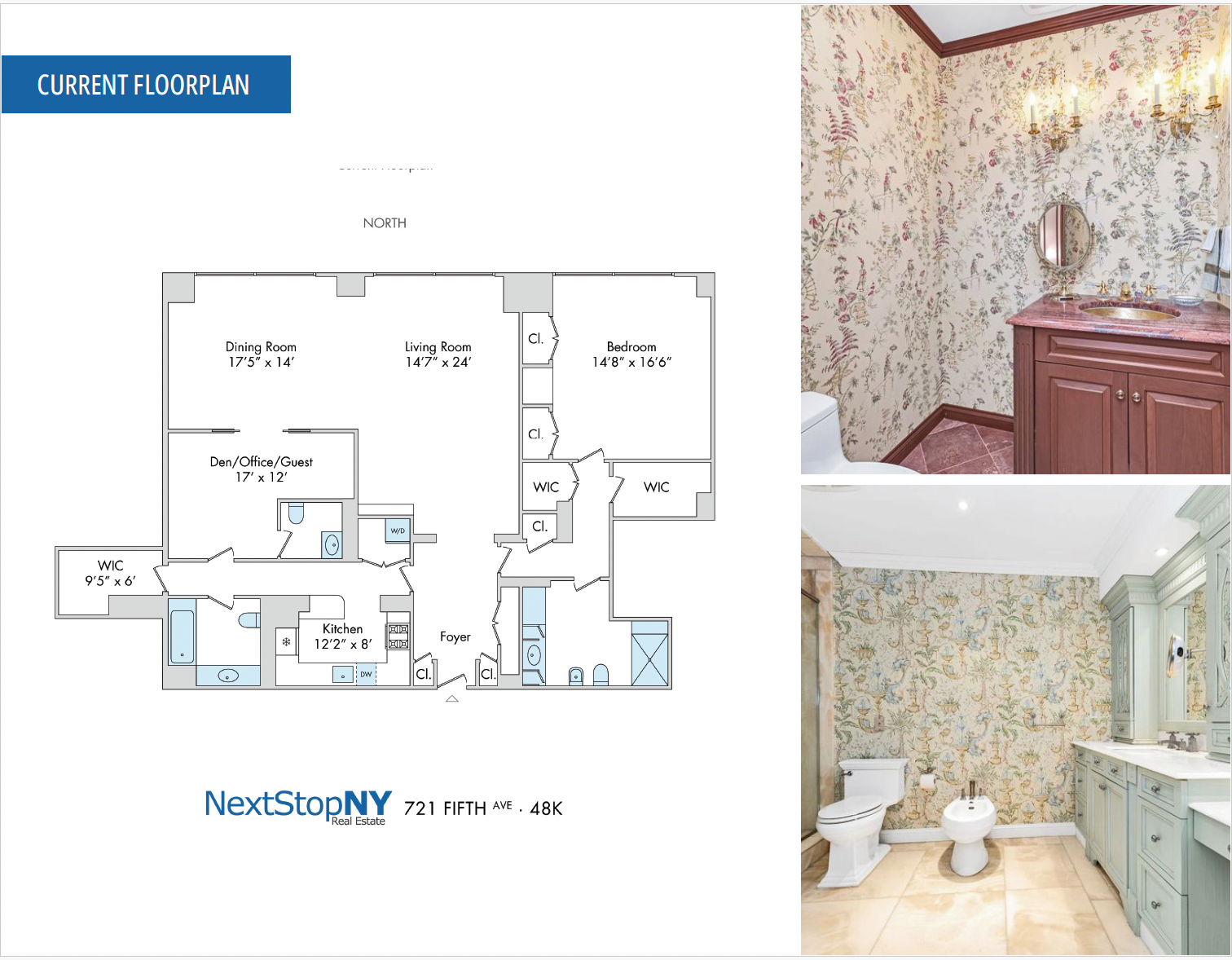 Pitchbook floor plan page with interior photography